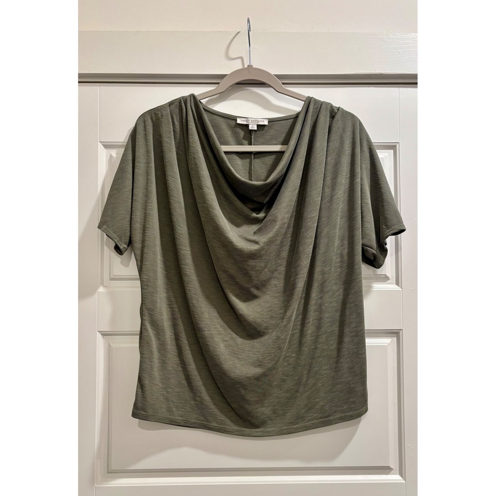 Green Envelope Los Angeles Cowl Neck Top Olive Green Short Sleeve Blouse M